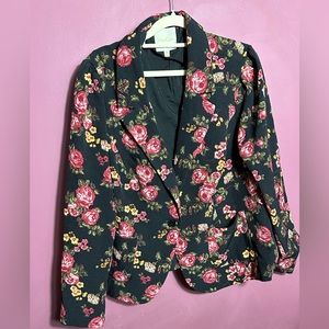 ModCloth Floral Blazer with Back Peplum